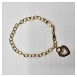Lot 22 10k Gold Heart Charm Bracelet