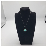 Lot 147 Rounded Triangle Sterling Silver Turquoise Pendant Necklace