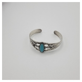 Lot 157 Vintage Ball Trading Post Native American Sterling Silver Turquiose Cuff