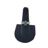 Lot 47  925 Sterling Malachite Stone Ring / Accent Setting Hallmarks 925 / $ Sz 7.75 Weight: 4.64 g