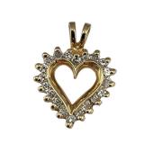 Lot 168  14k Heart Charm  L 1.7cm W 1.3cm Weight 1.24 grams (with stones) 