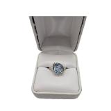 10k White Gold Ring w/ Light Blue Stone setting Sz 6.25 Weight 2.76 grams