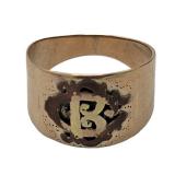 Lot 73 10k Engraved Ring (B Initial) Sz 8.5 Weight: 4.58  Grams 
