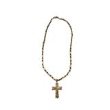 Lot 80  14k Italian Figarope Centro Group Italian Necklace w/ 18k Cross Pendant  Hallmarks 1760AR 