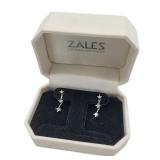 Lot 112 10k White Gold DIamond Drop Pierced Earnings 