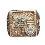 Lot 102 10k Diamond Vintage Master Masons Ring