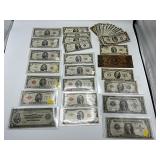 Assorted Antique US Dollar Bills/ Silver Certificates/ Federal Reserve Notes / Bulls Head