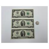 Sequential $2 Dollar Bills Series 1976 12430542-44 (3)