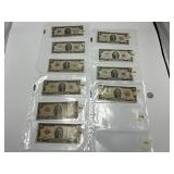 Lot of Red Stamp $2 Dollar Bills Series 1928, 1953, 1963 (10) incl star notes