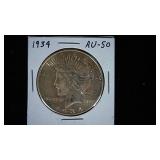1934 Peace Silver Dollar AU-50