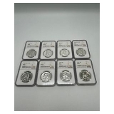 PF 66 NGC Graded Ben Franklin 50 cent Coins 1956-1959 (8)