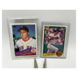 329 2 Red Sox Baseball Cards; 1985 Roger Clemens Topps #181, 1982 Wade Boggs Donruss #586
