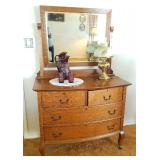 Stunning Antique Dresser with Hinged BEVELED Mirror