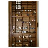 Antique Printers Tray/ Shadow Box with thimbles & Misc