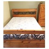 Queen size wood (with Iron detail) bed