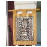 RARE Vintage (Fiji/Hawaiian Islands) "Malie" Tapa Cloth on Bamboo Wall Hanging 