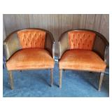 Vintage/Retro barrel back, tufted cane chairs