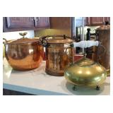 Several vintage hammered copper & brass pieces