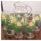 Hazel Atlas ivy pitcher & glasses set