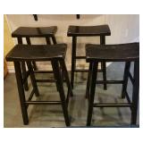 Set of 4 Black Shabby Chic Barstools