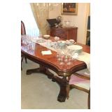 Bernhardt dining room table with 10 chairs (2 arm, 8 side) and 2 extra leaves