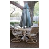 Patio table set with umbrella