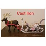 Cast Iron reindeer & sleigh ! 
