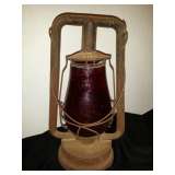 Antique red railroad lantern