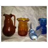 beautiful antique colored glass pieces