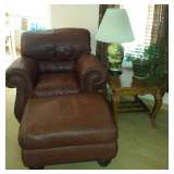 Beautiful Leather Chair and Ottoman