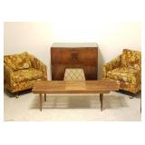 Mid Century SLAT EXTENSION TABLE and Retro Chairs 