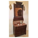Eastlake washstand with mirror and marblt top