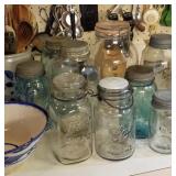 MANY Vintage canning jars with zinc lids
