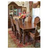 STUNNING formal dining table and matching lighted china hutch