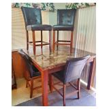 Pub Height table with marble top & barstools