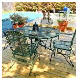2 great meatal outdoor patio table sets with umbrellas
