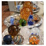 SEVERAL beautiful glass paperweight balls