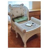 White wicker chair and ottoman