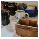 LARGE collection of crocks, art pottery, etc...