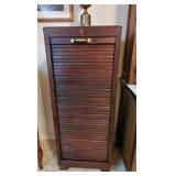 Stunning solid oak flat file cabinet!   When you turn the key, the front panel springs down on its o