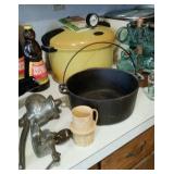 Several Warner Cast Iron Pots and pans