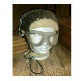 Leather Military Helmet and Goggles