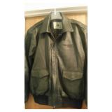 Black EXXON AVIATION Bomber Style Leather Jacket