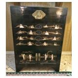 Beautiful Asian Silverware chest with Mother of Pearl and JADE inlay