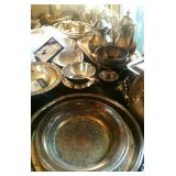 Tables of NICE Silver Plate _ Teapots, Trays, etc....
