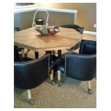 Very Cool Game Table with Nice leather barrel back chairs with Nail Head Detail