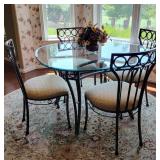 Glass and iron table & chairs