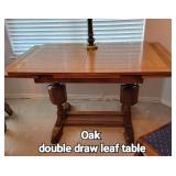 Oak double draw leaf table