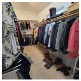 Massive closets FULL of mens & ladies clothing, shoes, boots, belts, suits, +++ 