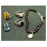 Sterling Silver Rings and beaded Bracelet